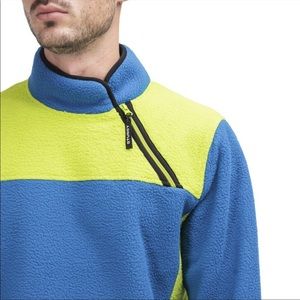 Stussy Drift Fleece Pullover Diagonal Zipper Blue Green sz Medium